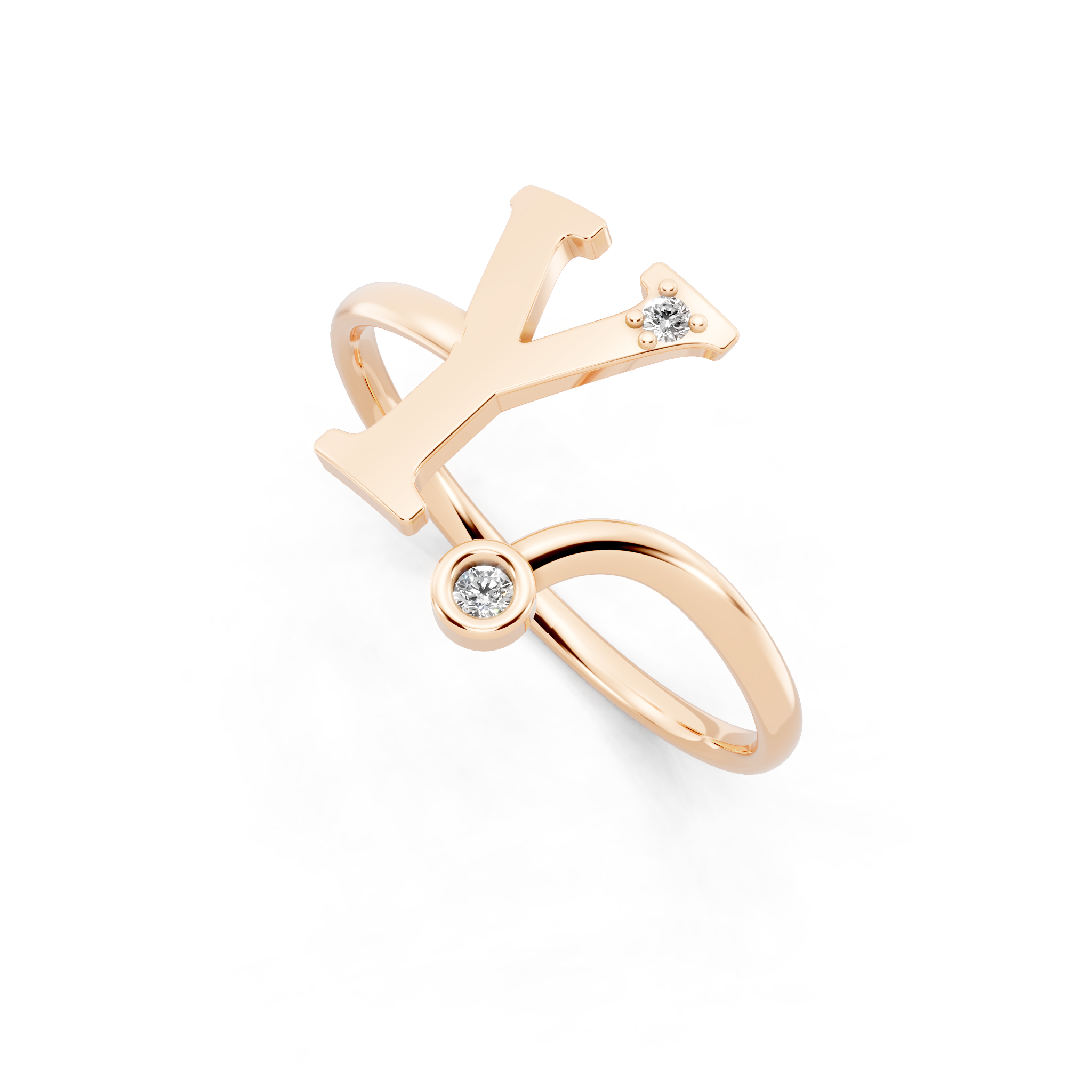 Luxury Abstract Bypass Ring with Bezel Stone