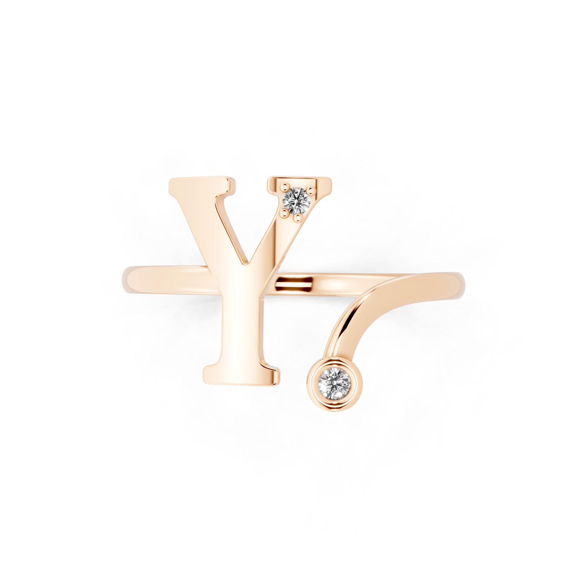 Luxury Abstract Bypass Ring with Bezel Stone