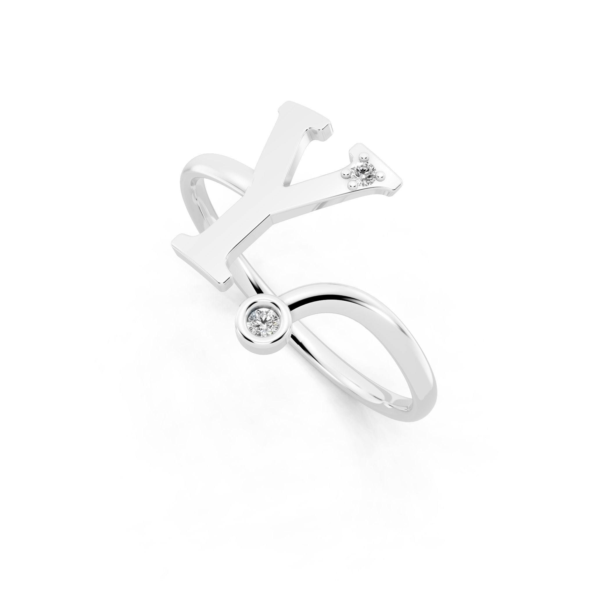 Luxury Abstract Bypass Ring with Bezel Stone