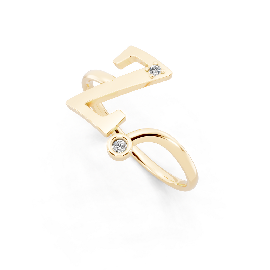 Contemporary Z Alphabet Ring for Women with Sparkling Stone