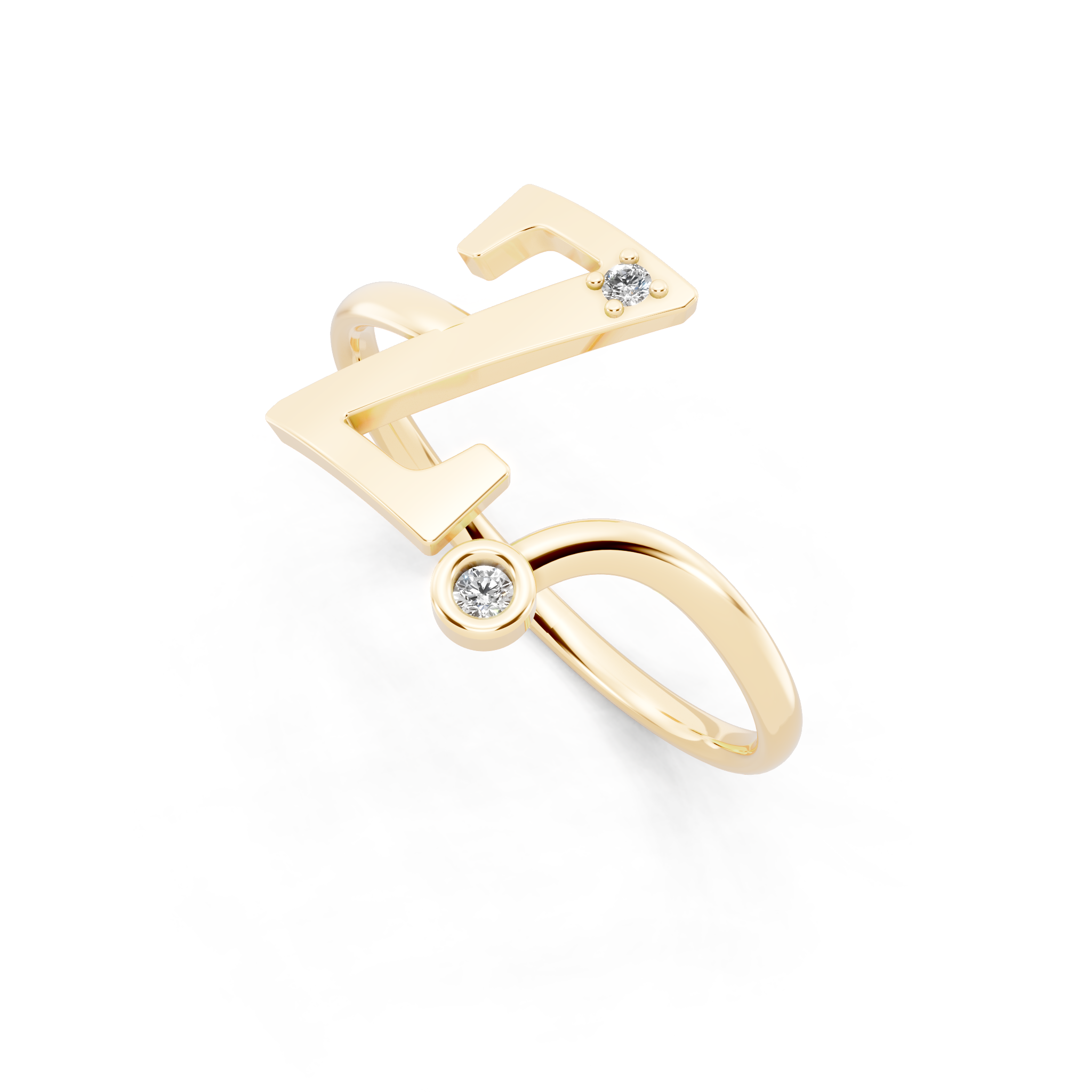 Contemporary Z Alphabet Ring for Women with Sparkling Stone