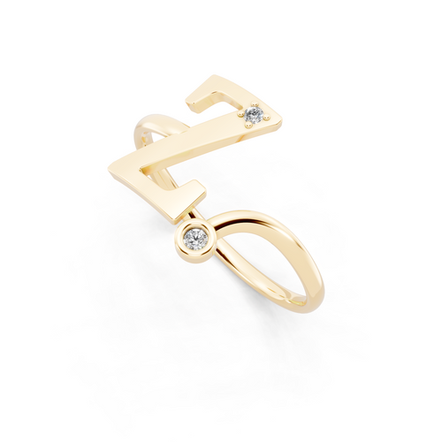 Contemporary Z Alphabet Ring for Women with Sparkling Stone