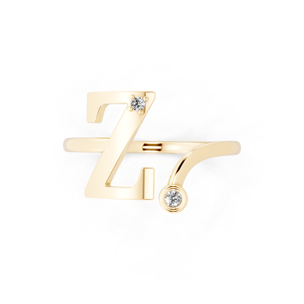 Contemporary Z Alphabet Ring for Women with Sparkling Stone