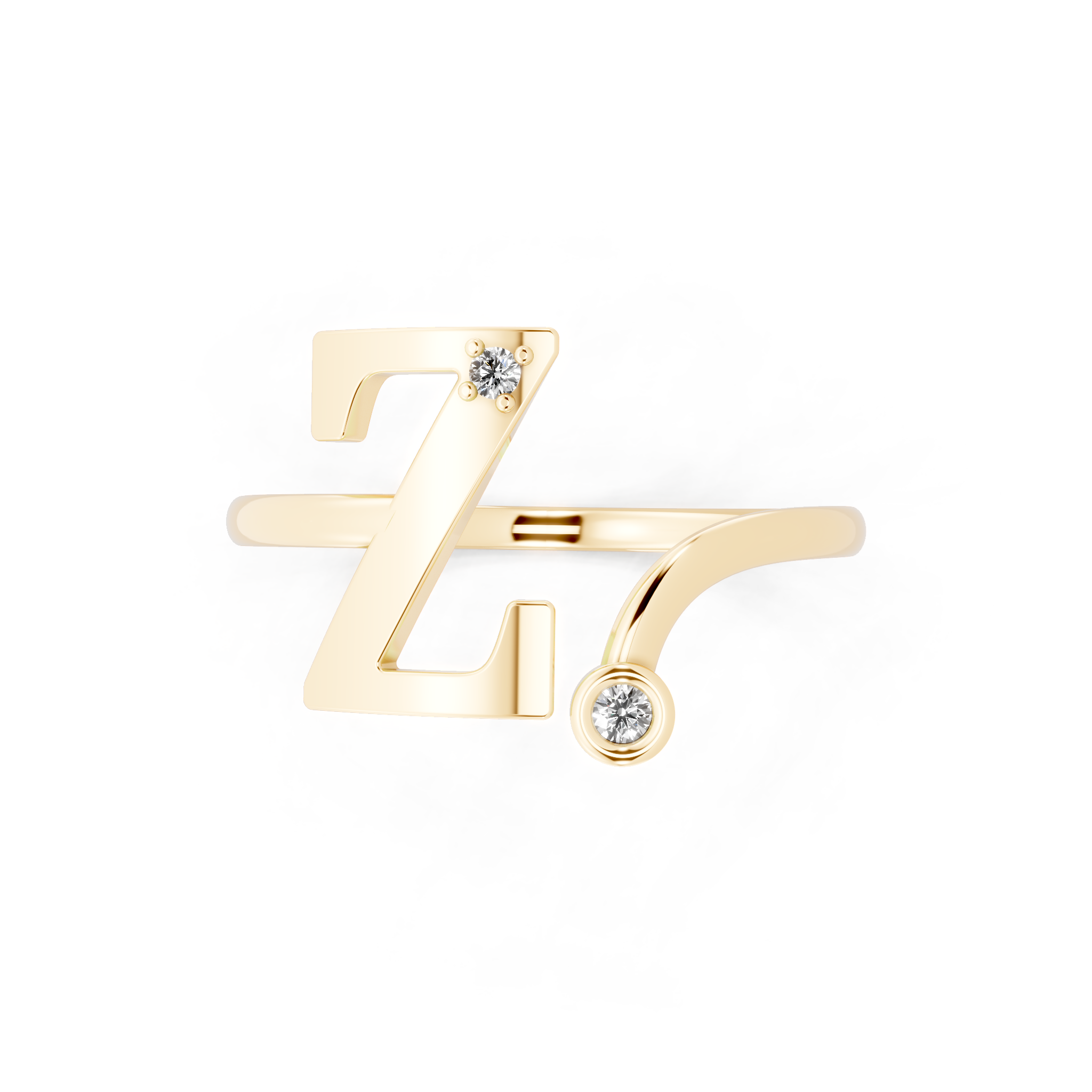 Contemporary Z Alphabet Ring for Women with Sparkling Stone