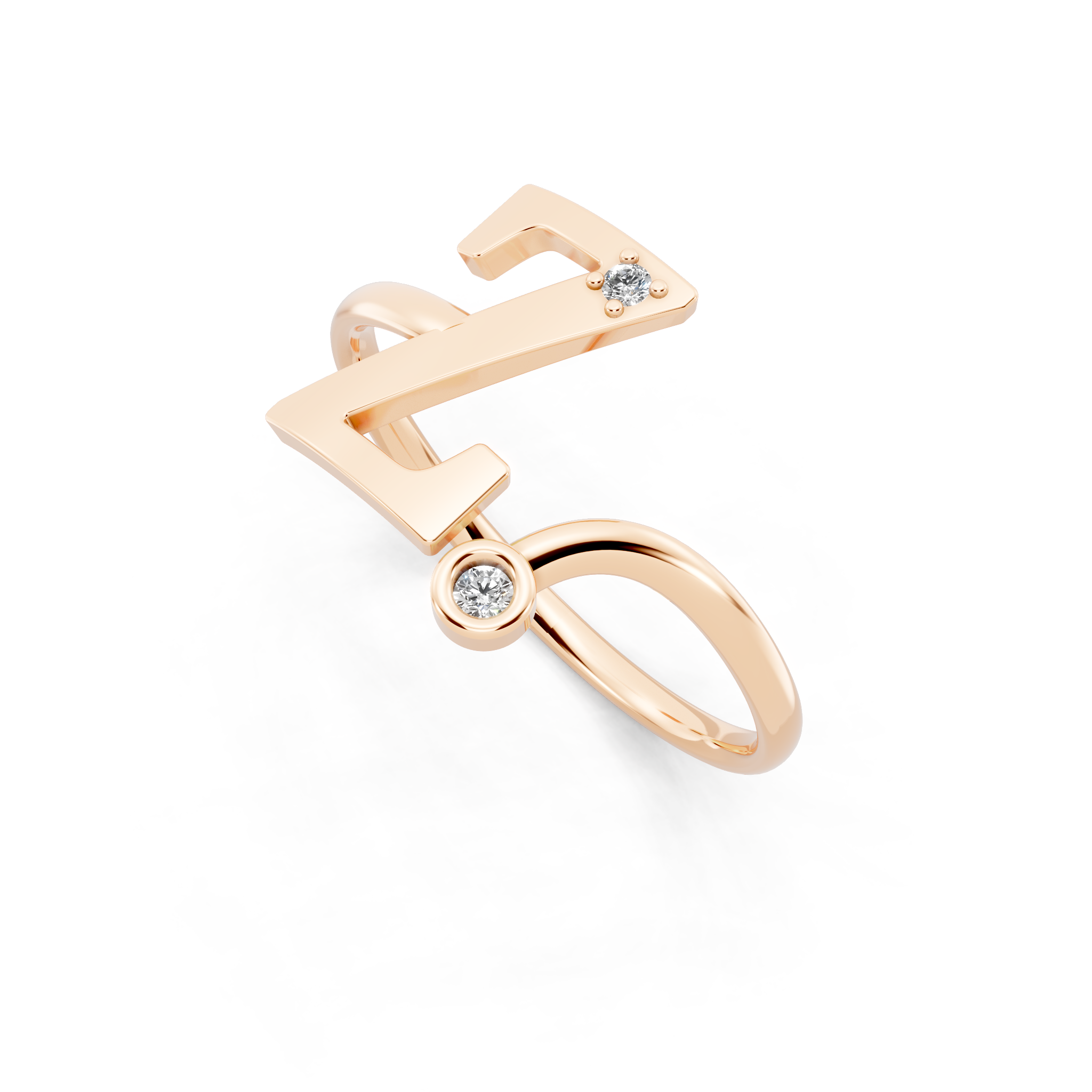 Contemporary Z Alphabet Ring for Women with Sparkling Stone