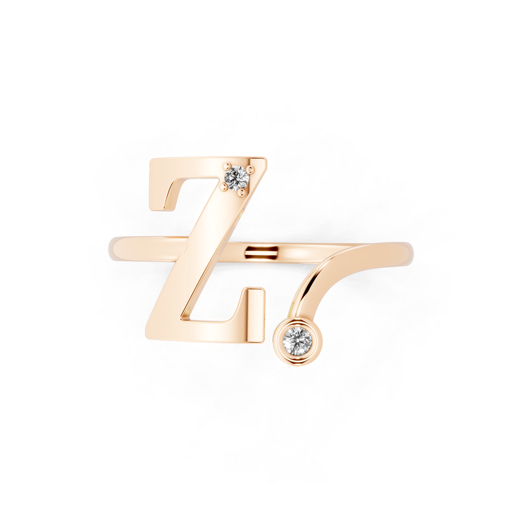 Contemporary Z Alphabet Ring for Women with Sparkling Stone