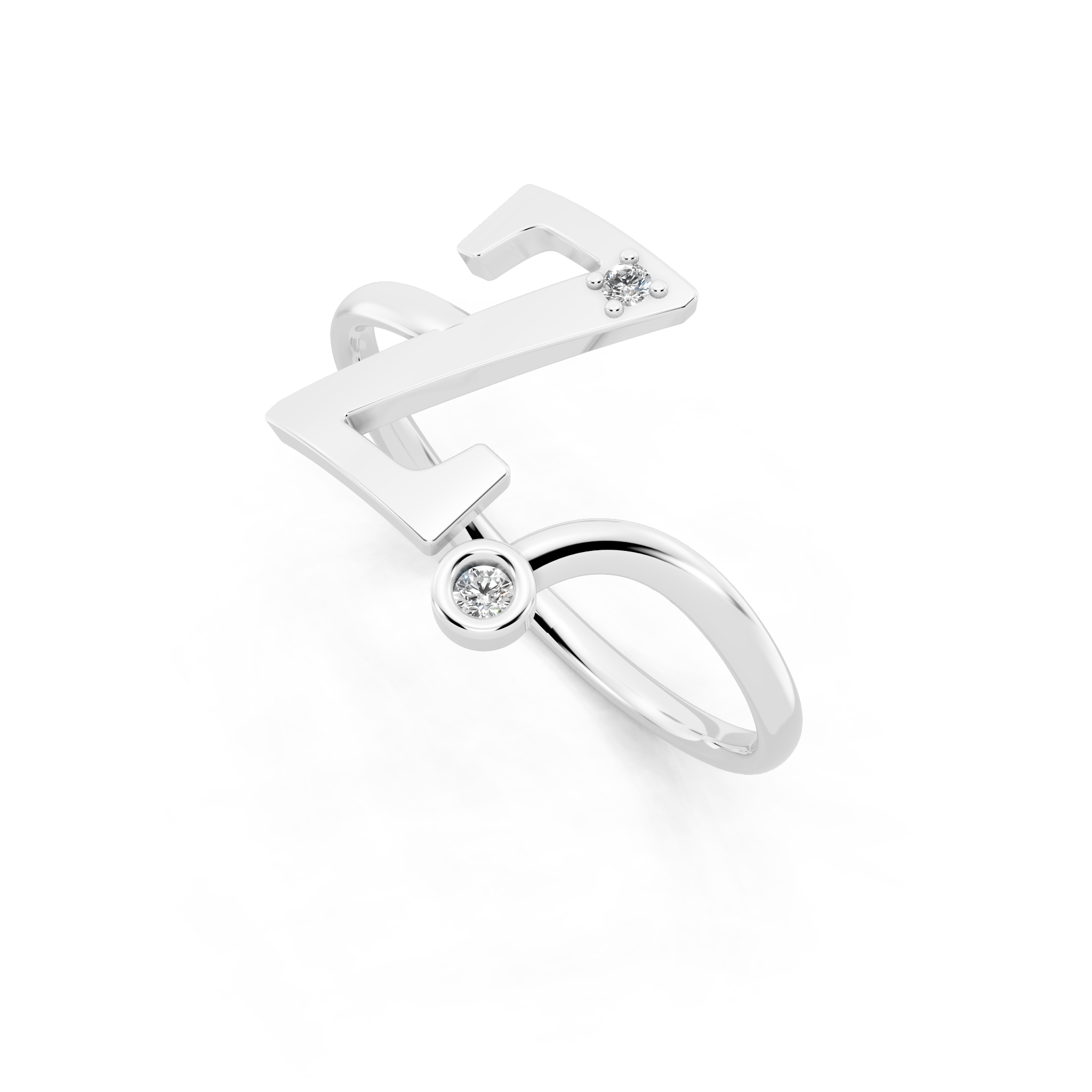 Contemporary Z Alphabet Ring for Women with Sparkling Stone