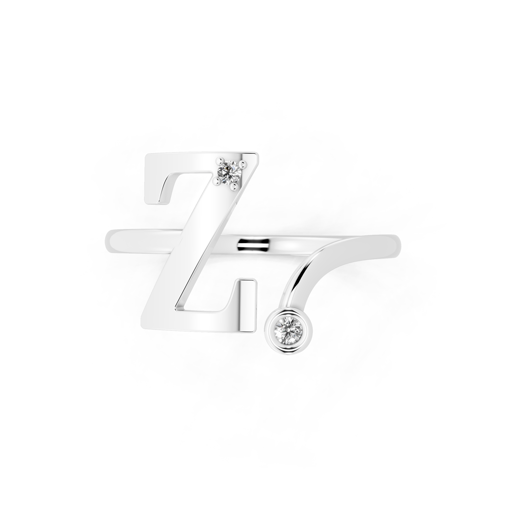 Contemporary Z Alphabet Ring for Women with Sparkling Stone