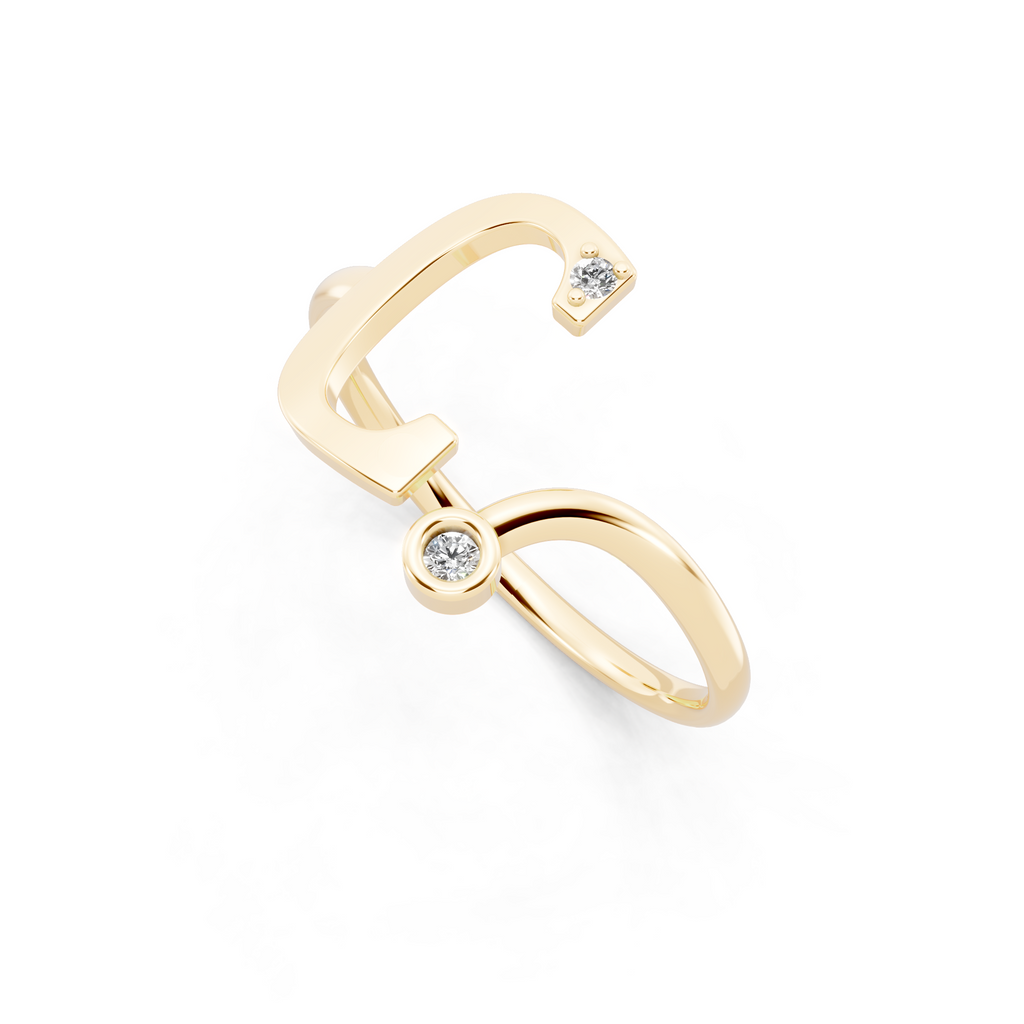 Sculptural Lab Grown Diamond-Look Ring with Bezel and Prong-Set Round Stones