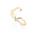 Sculptural Lab Grown Diamond-Look Ring with Bezel and Prong-Set Round Stones
