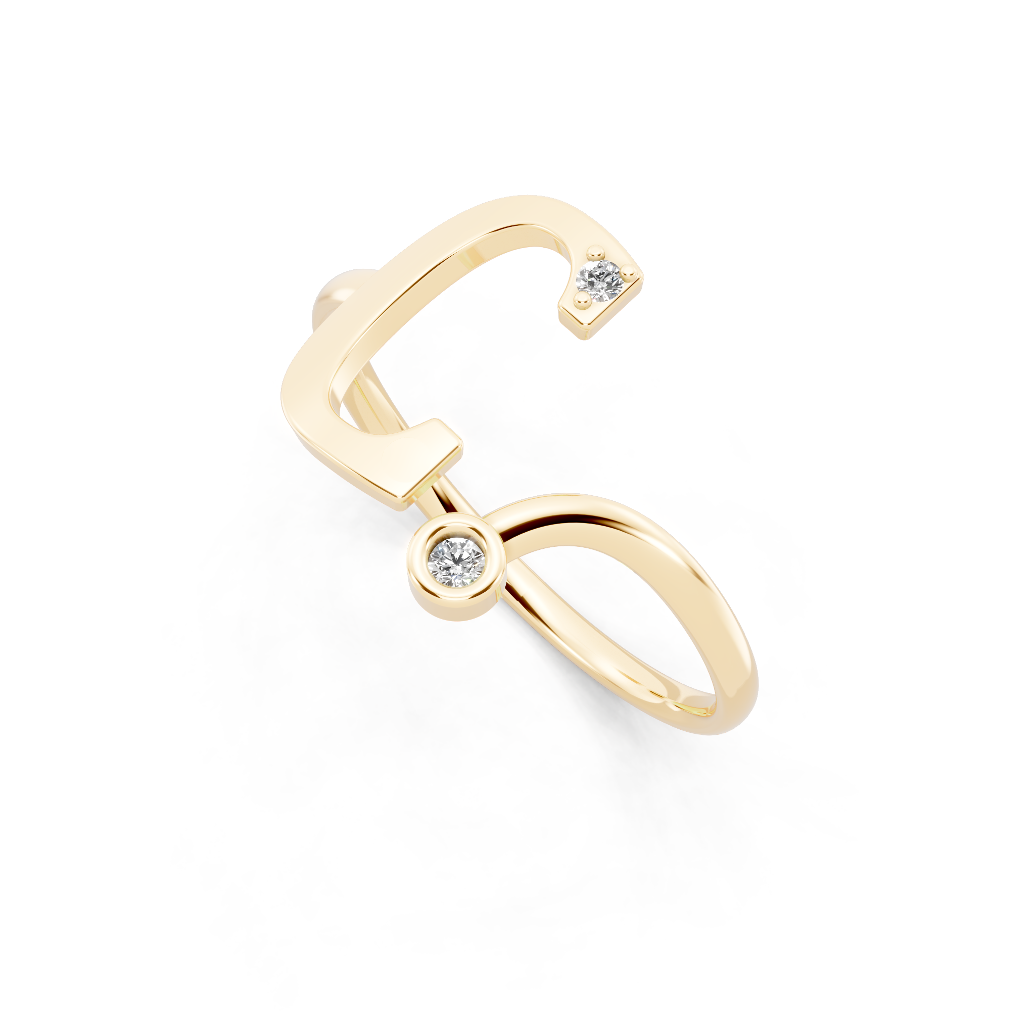 Sculptural Lab Grown Diamond-Look Ring with Bezel and Prong-Set Round Stones