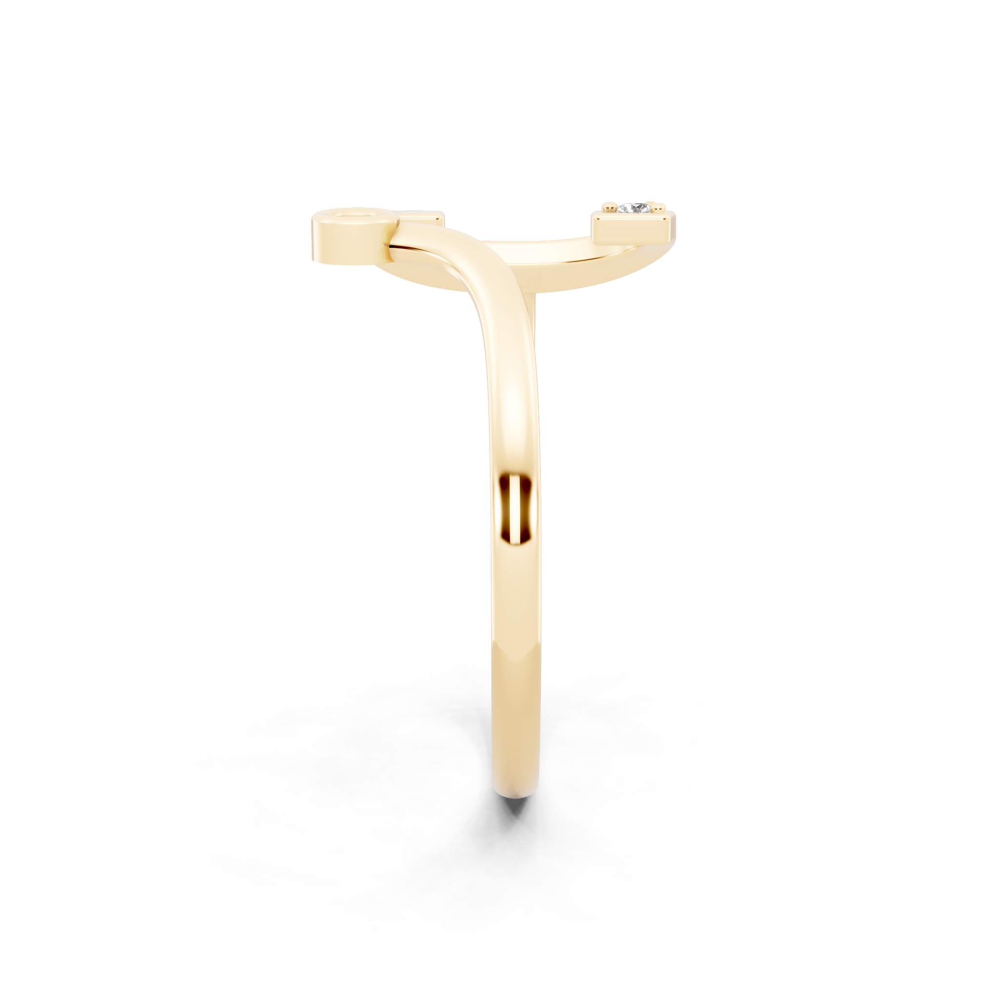 Sculptural Lab Grown Diamond-Look Ring with Bezel and Prong-Set Round Stones
