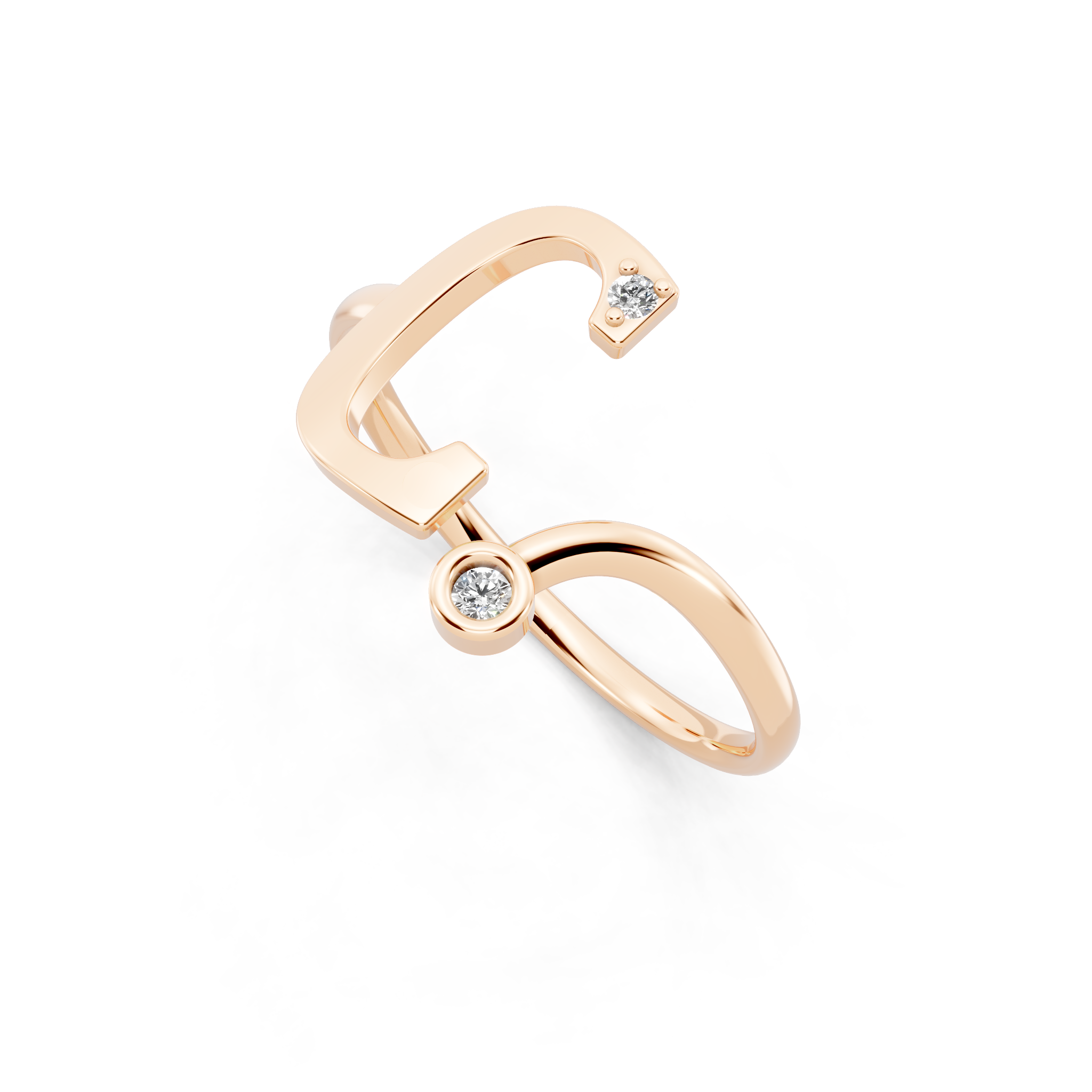 Sculptural Lab Grown Diamond-Look Ring with Bezel and Prong-Set Round Stones