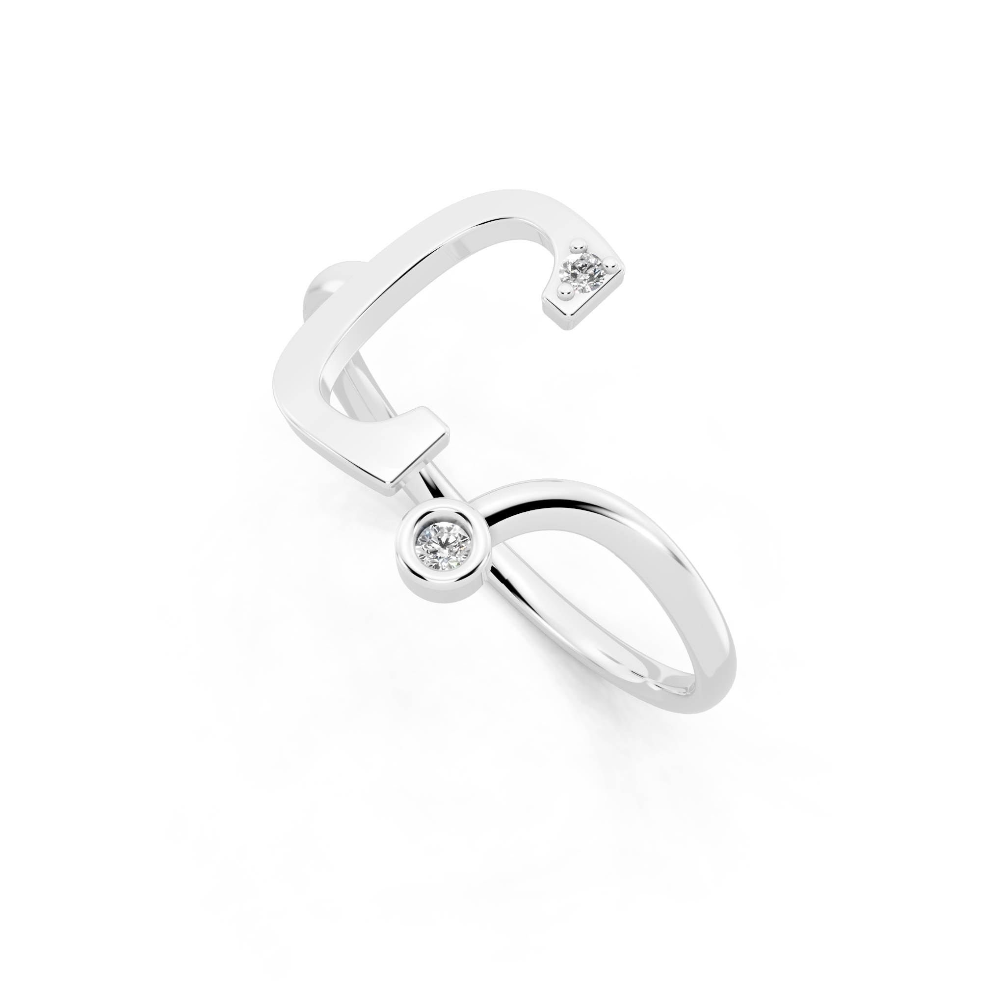 Sculptural Lab Grown Diamond-Look Ring with Bezel and Prong-Set Round Stones