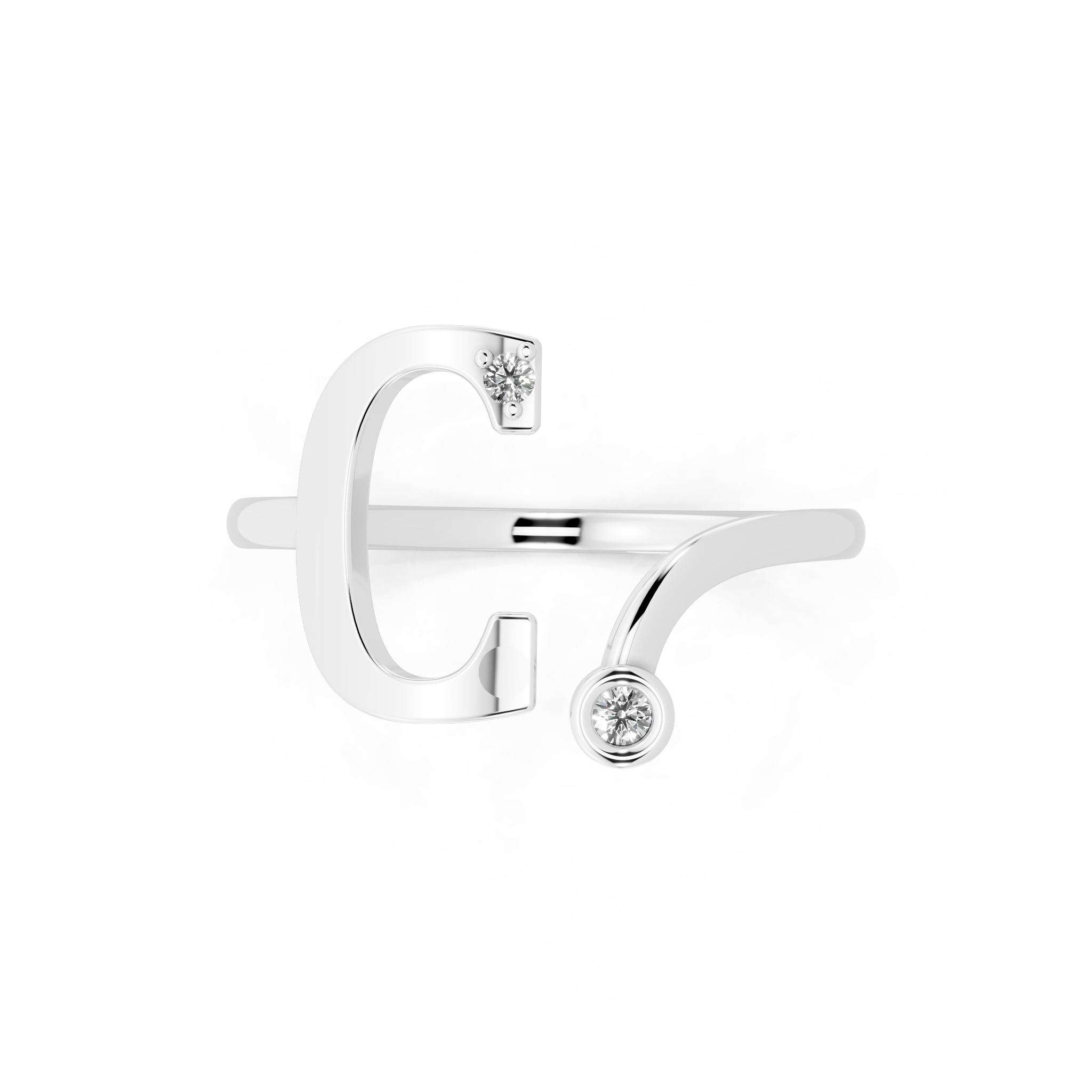 Sculptural Lab Grown Diamond-Look Ring with Bezel and Prong-Set Round Stones