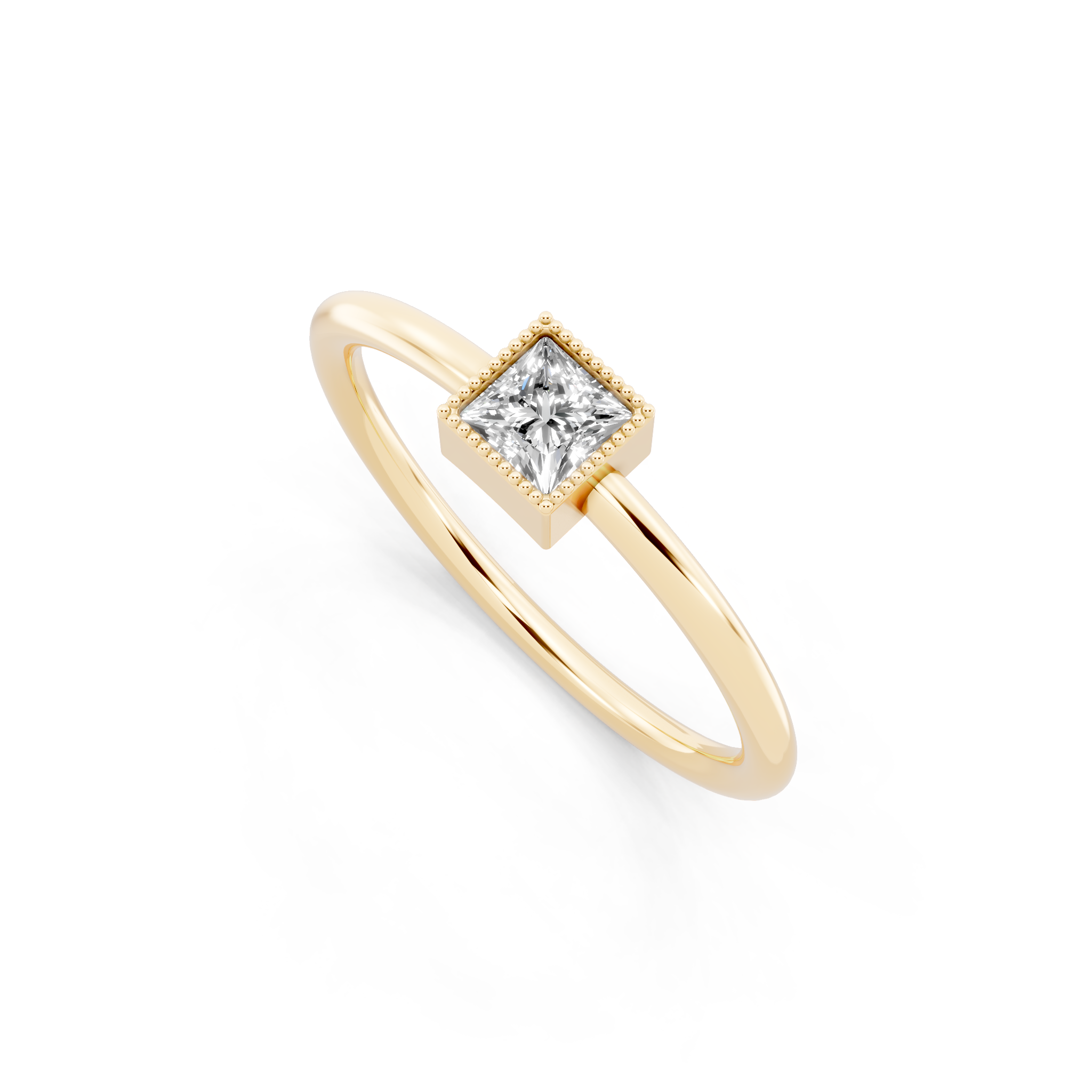 Minimalist Princess Cut Lab Grown Diamond Statement Ring for Anniversary