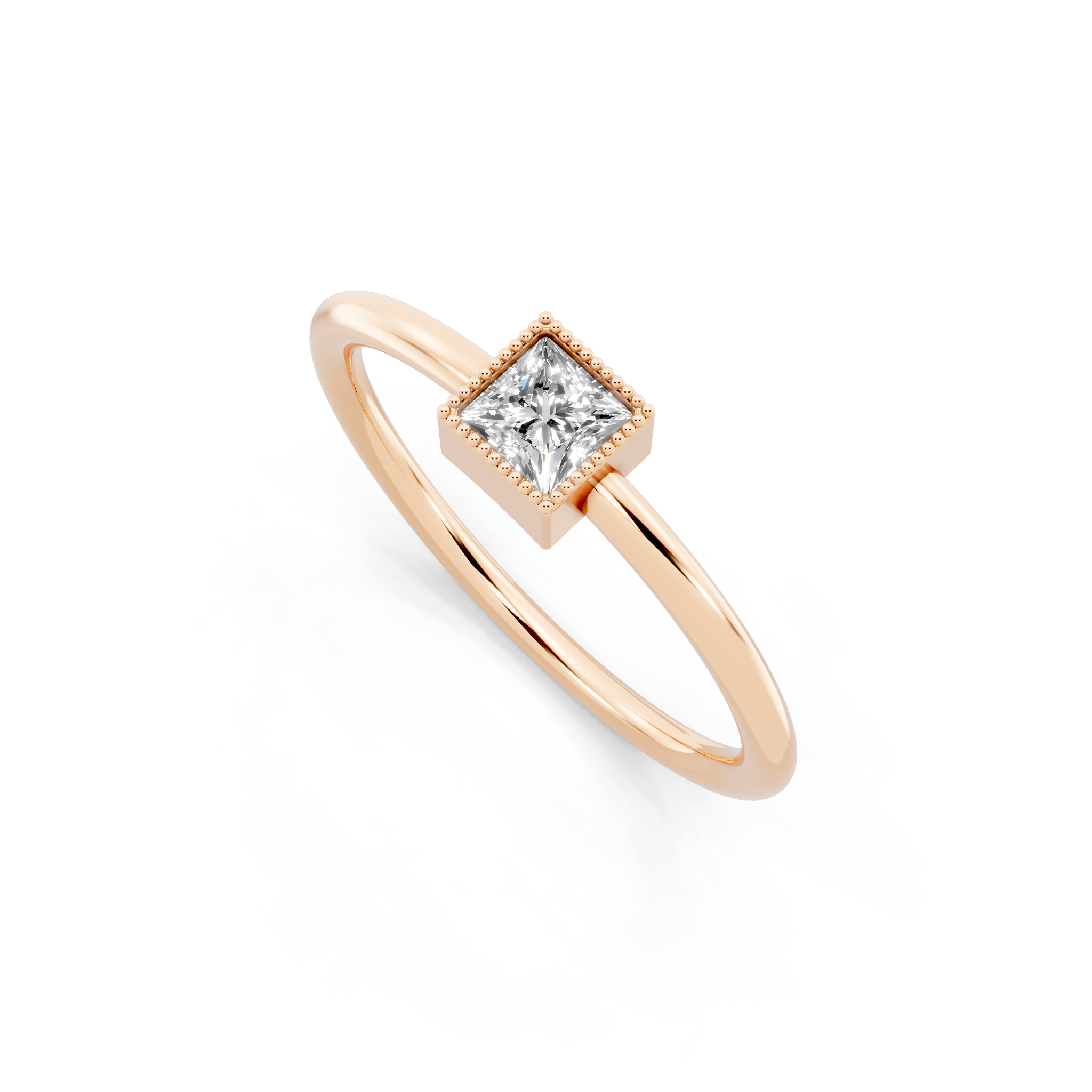 Minimalist Princess Cut Lab Grown Diamond Statement Ring for Anniversary