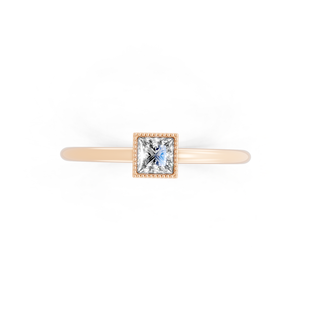 Minimalist Princess Cut Lab Grown Diamond Statement Ring for Anniversary
