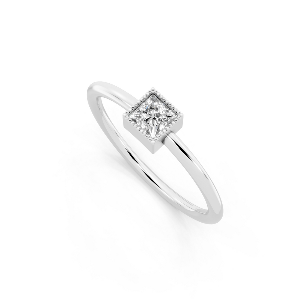 Minimalist Princess Cut Lab Grown Diamond Statement Ring for Anniversary