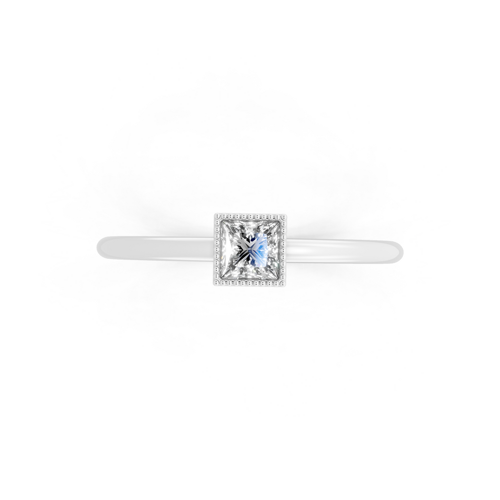 Minimalist Princess Cut Lab Grown Diamond Statement Ring for Anniversary