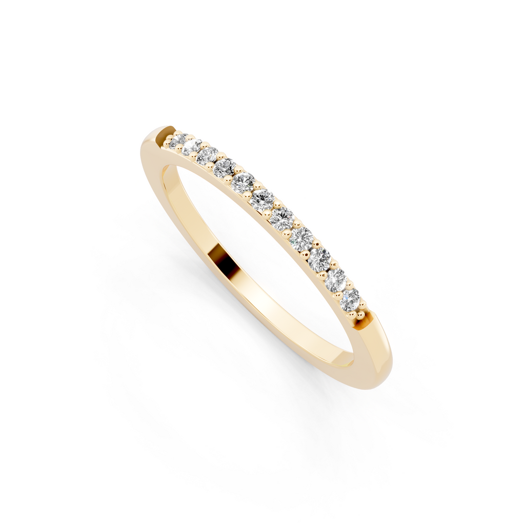 Delicate Brilliant Round Stone Lab Grown Diamond Half-Eternity Stacking Band Ring