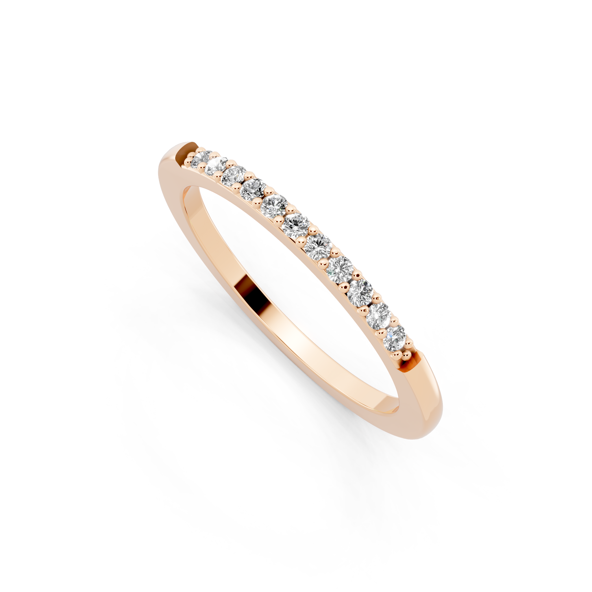 Delicate Brilliant Round Stone Lab Grown Diamond Half-Eternity Stacking Band Ring
