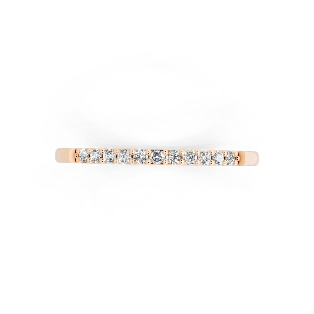 Delicate Brilliant Round Stone Lab Grown Diamond Half-Eternity Stacking Band Ring