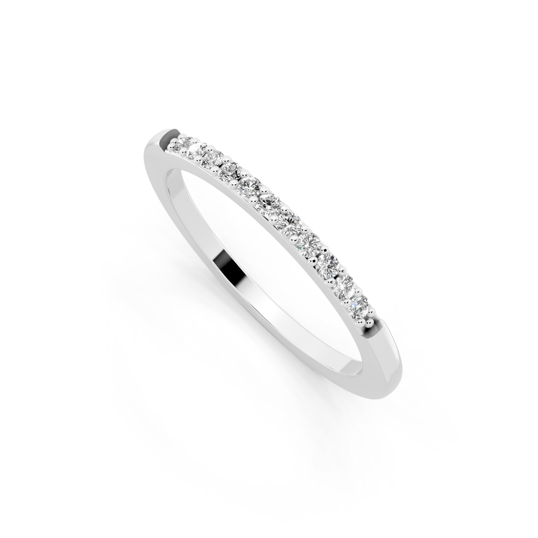 Delicate Brilliant Round Stone Lab Grown Diamond Half-Eternity Stacking Band Ring