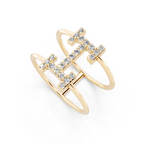 Modern White, Rose & Gold Lab Grown Diamond Geometric Ring with Round Stone Accents