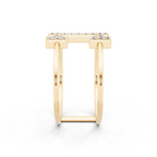 Modern White, Rose & Gold Lab Grown Diamond Geometric Ring with Round Stone Accents