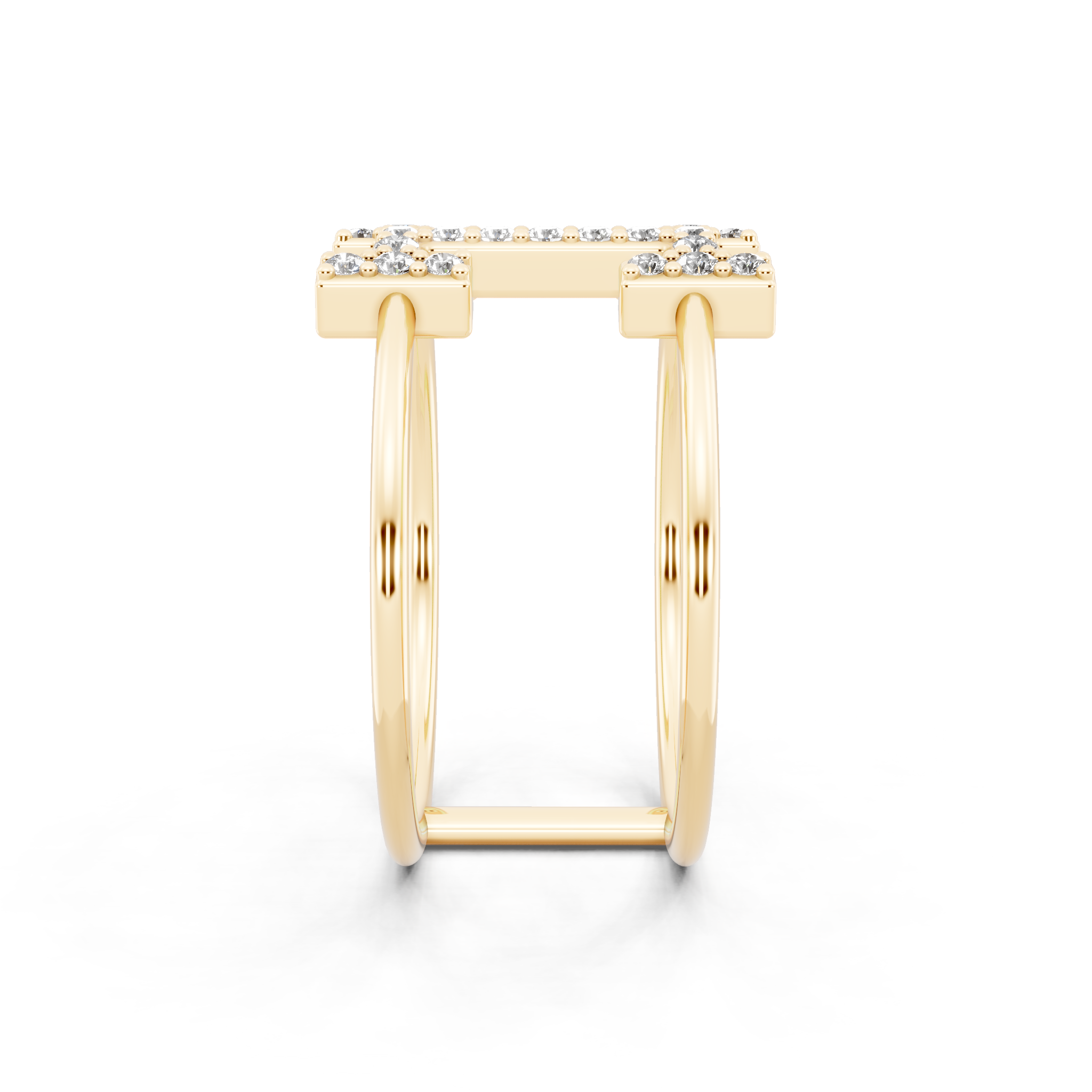 Modern White, Rose & Gold Lab Grown Diamond Geometric Ring with Round Stone Accents