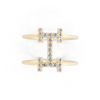 Modern White, Rose & Gold Lab Grown Diamond Geometric Ring with Round Stone Accents