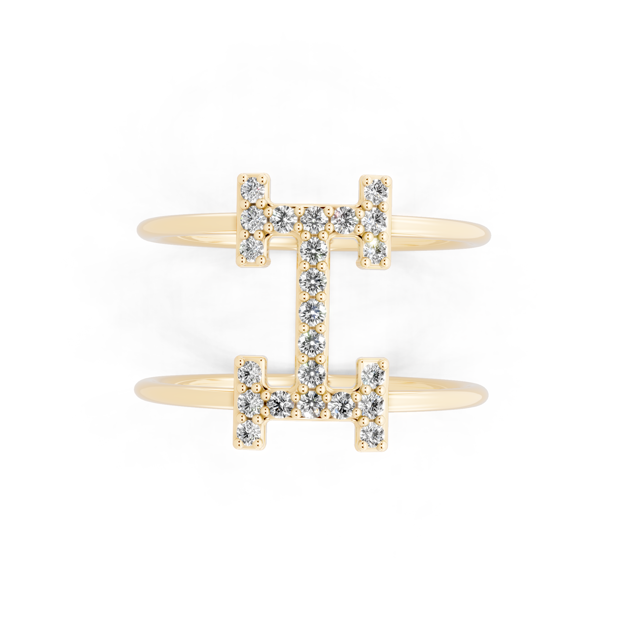 Modern White, Rose & Gold Lab Grown Diamond Geometric Ring with Round Stone Accents