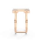 Modern White, Rose & Gold Lab Grown Diamond Geometric Ring with Round Stone Accents