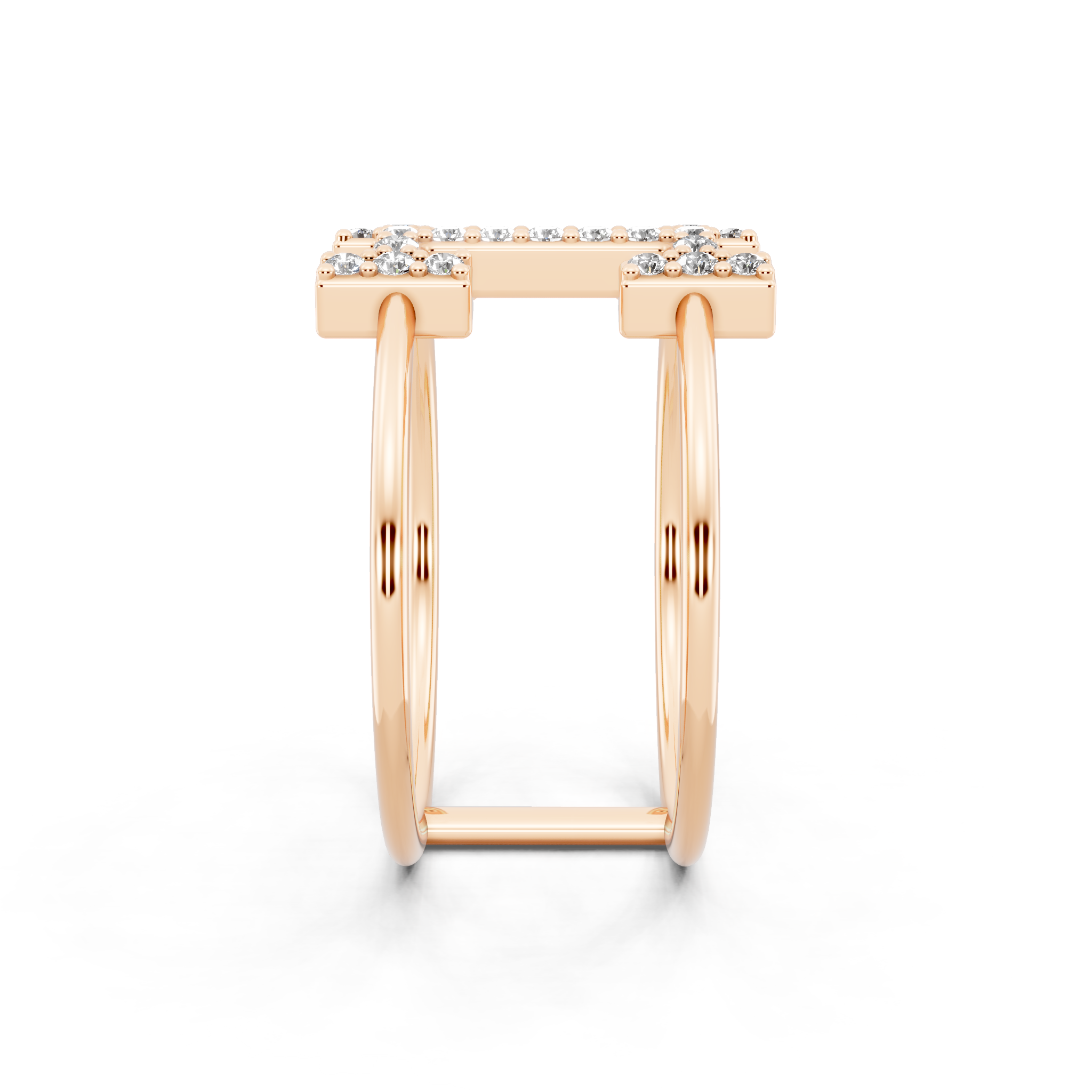 Modern White, Rose & Gold Lab Grown Diamond Geometric Ring with Round Stone Accents