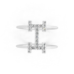 Modern White, Rose & Gold Lab Grown Diamond Geometric Ring with Round Stone Accents