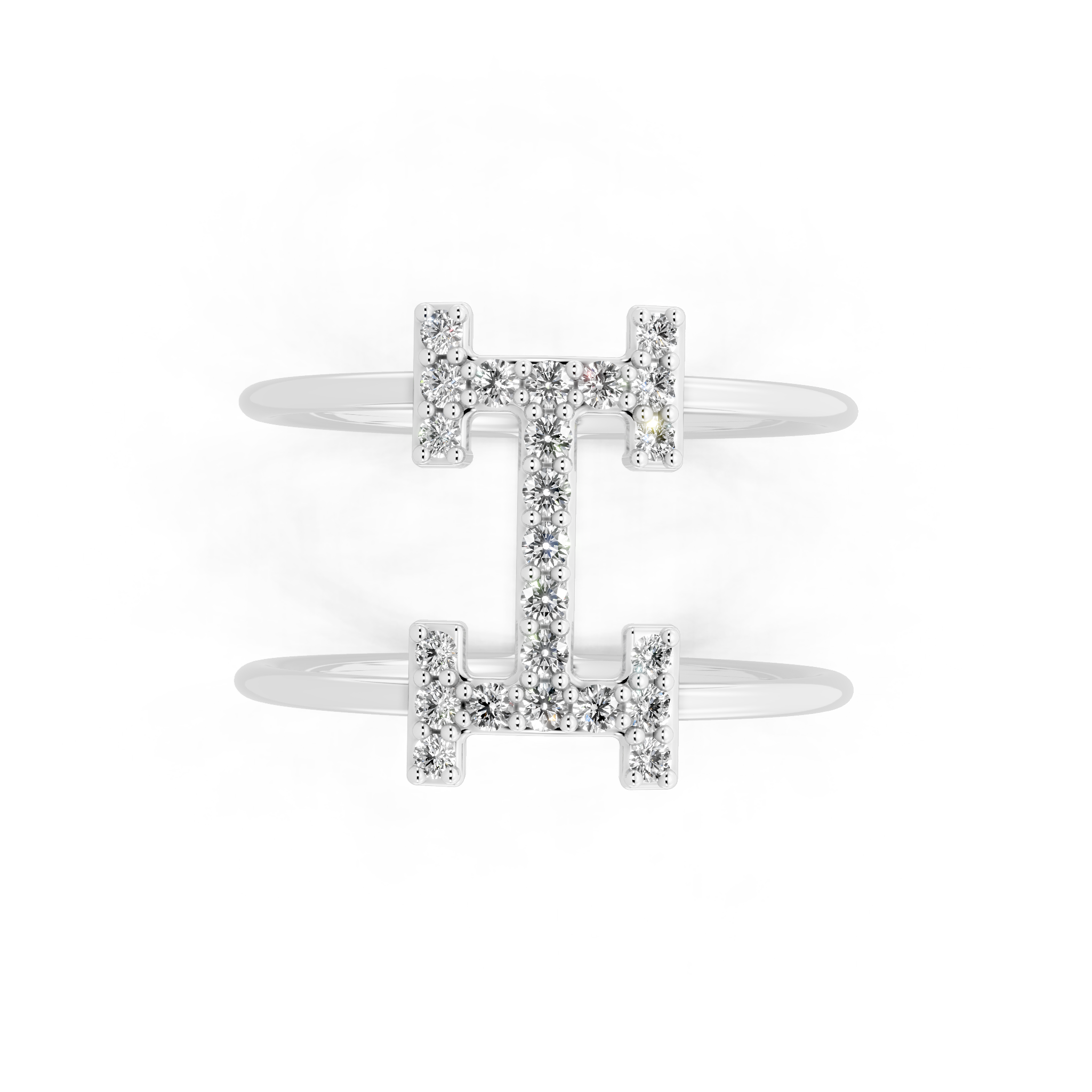 Modern White, Rose & Gold Lab Grown Diamond Geometric Ring with Round Stone Accents