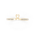 Minimal White, Rose & Gold Tone Heart Charm Pavé Band Lab Grown Diamond Ring with Round White Stone Accents