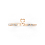Minimal White, Rose & Gold Tone Heart Charm Pavé Band Lab Grown Diamond Ring with Round White Stone Accents
