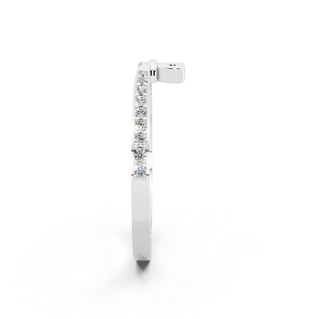 Minimal White, Rose & Gold Tone Heart Charm Pavé Band Lab Grown Diamond Ring with Round White Stone Accents
