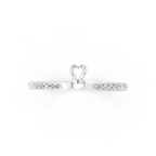 Minimal White, Rose & Gold Tone Heart Charm Pavé Band Lab Grown Diamond Ring with Round White Stone Accents