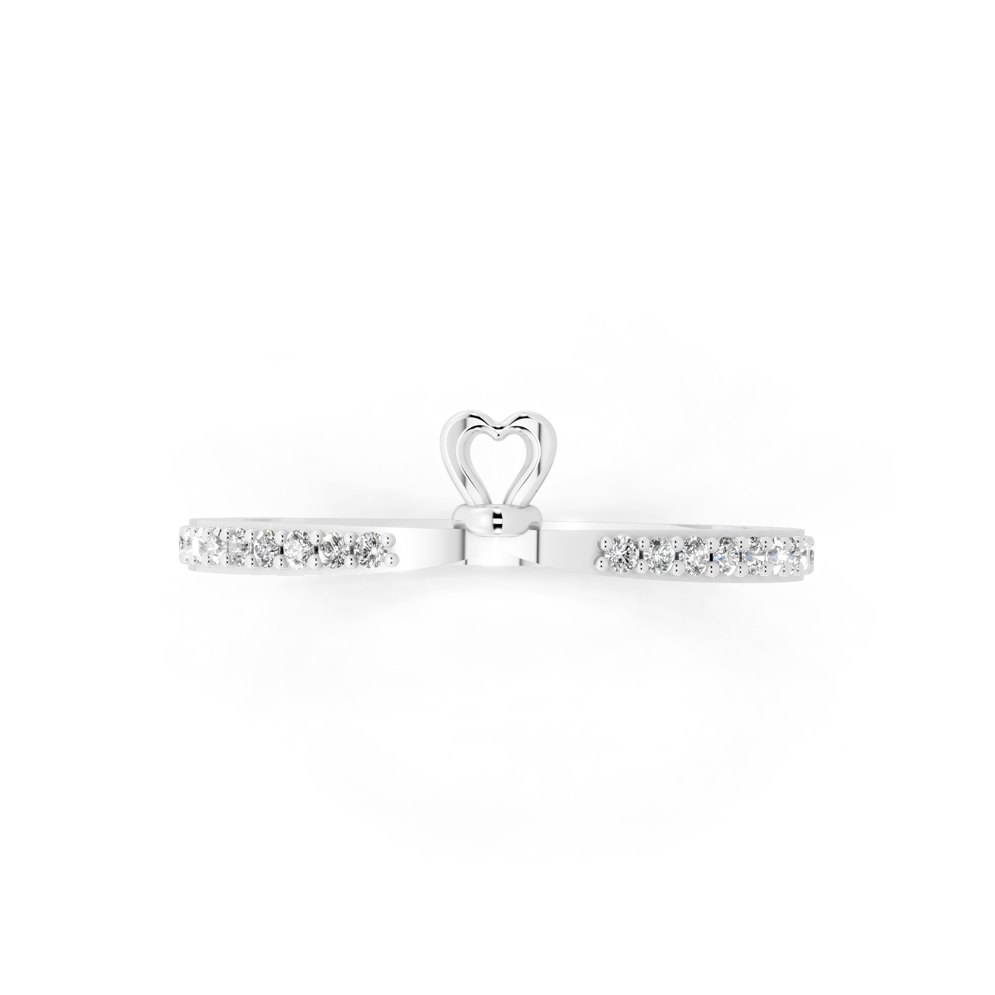 Minimal White, Rose & Gold Tone Heart Charm Pavé Band Lab Grown Diamond Ring with Round White Stone Accents