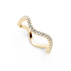 Sculptural Wave Ring with Round Brilliant Lab Created Diamond in 14K Gold