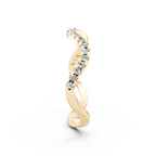 Sculptural Wave Ring with Round Brilliant Lab Created Diamond in 14K Gold
