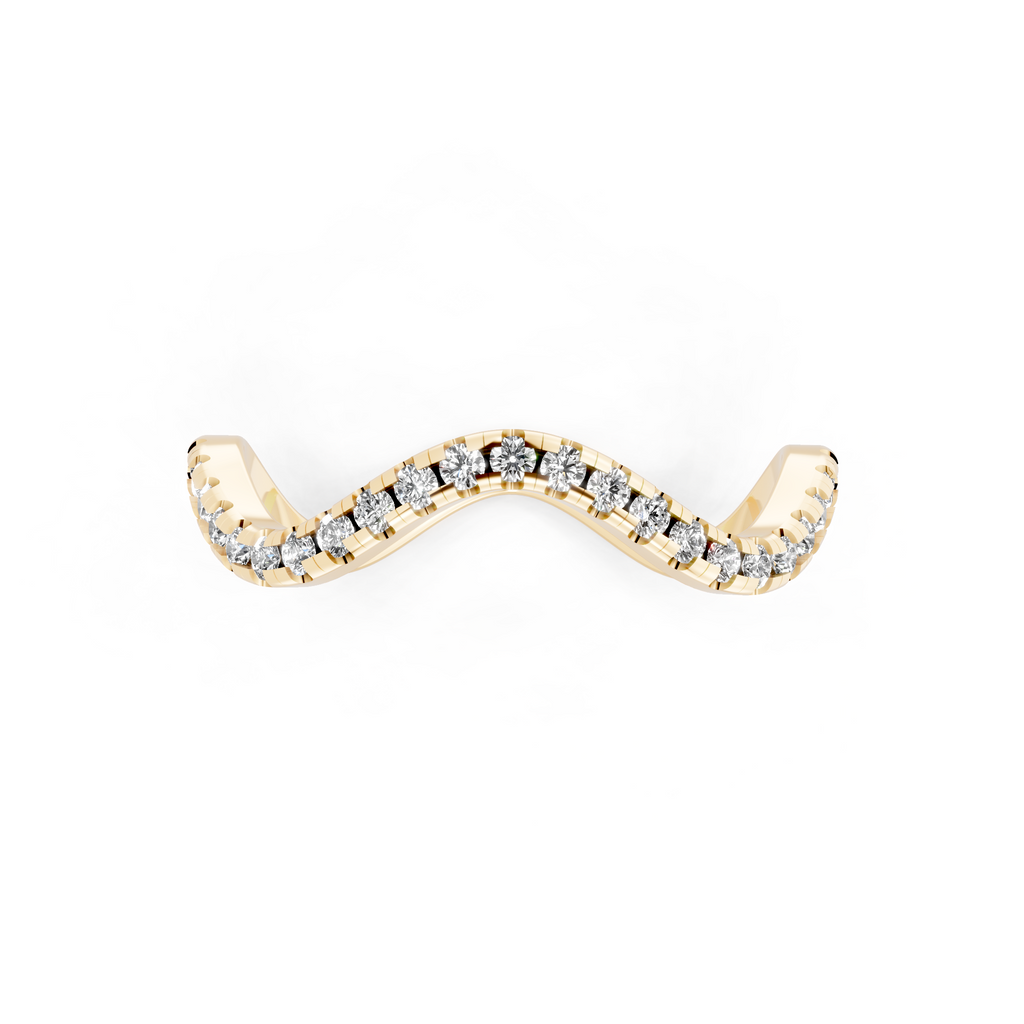 Sculptural Wave Ring with Round Brilliant Lab Created Diamond in 14K Gold
