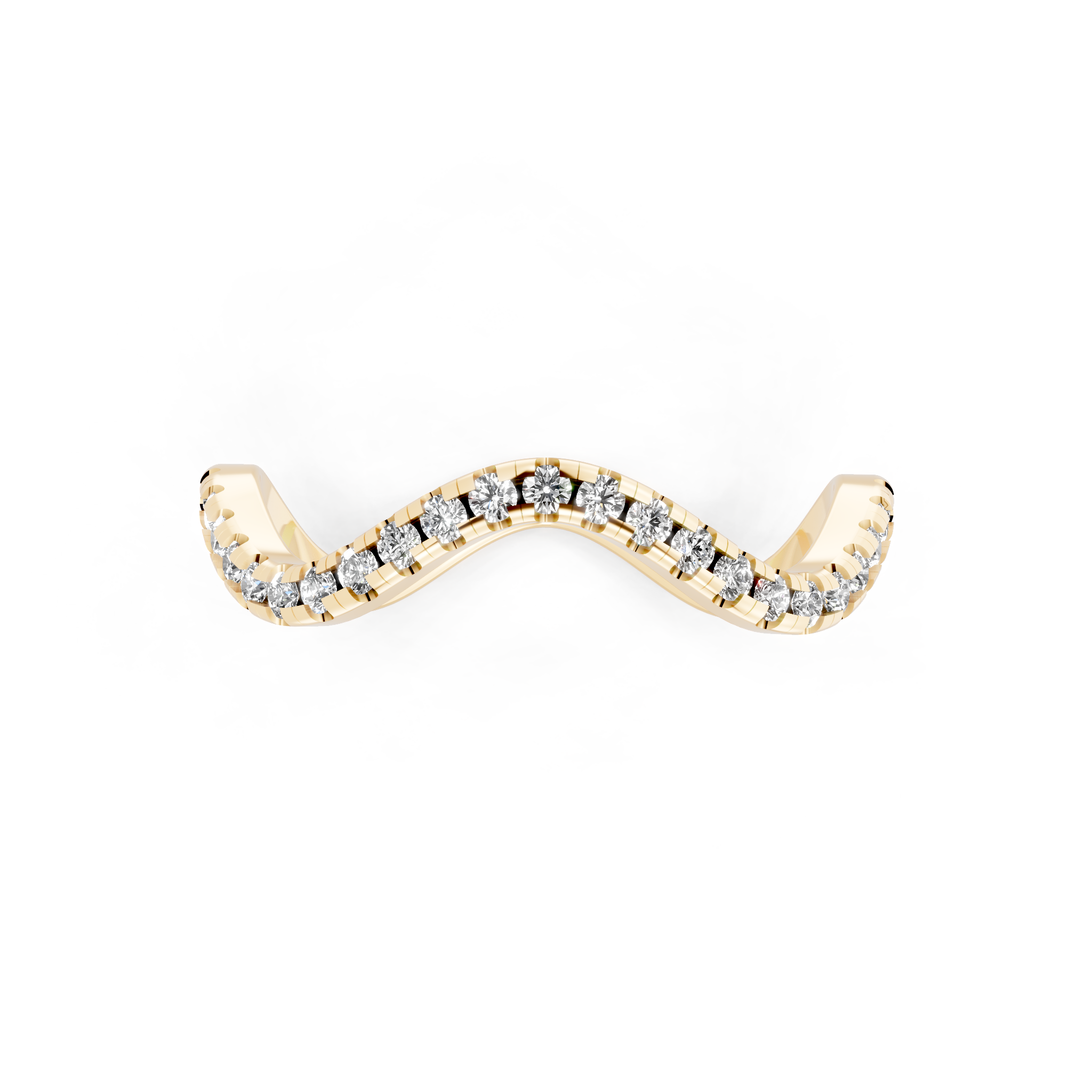 Sculptural Wave Ring with Round Brilliant Lab Created Diamond in 14K Gold