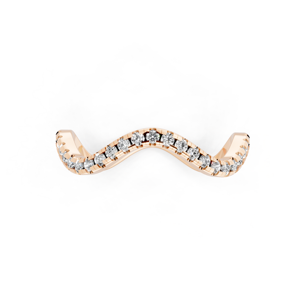 Sculptural Wave Ring with Round Brilliant Lab Created Diamond in 14K Gold