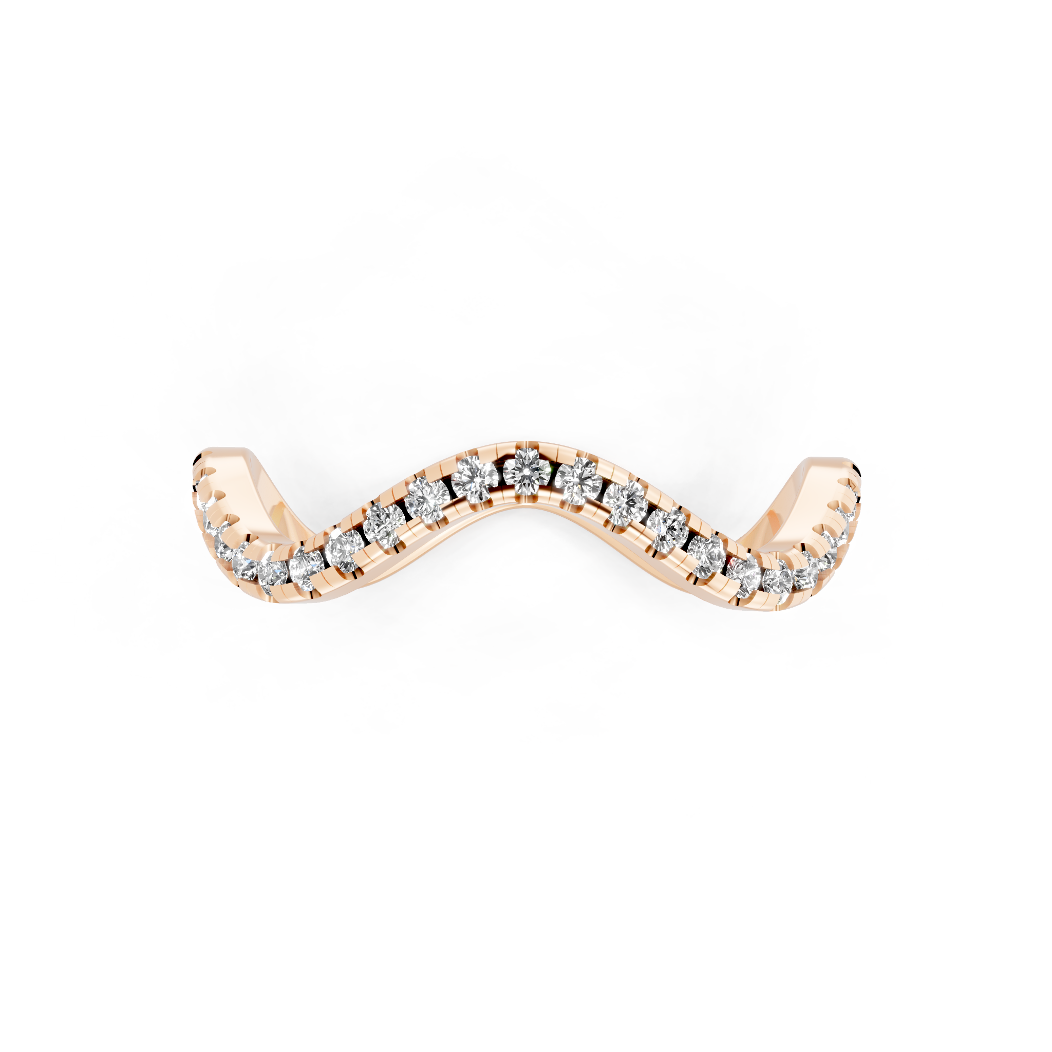Sculptural Wave Ring with Round Brilliant Lab Created Diamond in 14K Gold