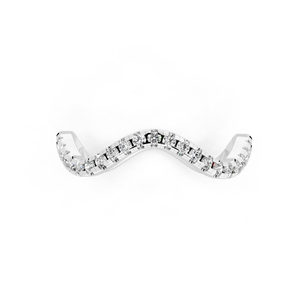 Sculptural Wave Ring with Round Brilliant Lab Created Diamond in 14K Gold