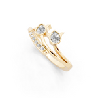 Modern Pear Cut Lab Grown Diamond Open Bypass Ring with Side Round Cut Accents
